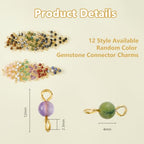 DICOSMETIC 120Pcs 12 Styles Gemstone Connector Charm 4mm Round Stone Link Charms Natural Quartz Crystal Charms Stone Pendants with Double Loops for DIY Bracelet Necklace Jewelry Making, Hole: 2.3mm
