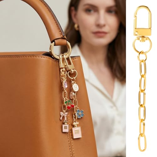 Hzopcw 30pcs Gold Keychain Making Kit, Key Ring Swivel Snap Hook Chains, Extender Keychain Bag Charm Kits for DIY Crafts Jewelry Making Handbag Purses- A Style - color: Gold-30pcs-A Style