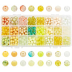 PH PandaHall 720pcs 8mm Yellow Glass Beads 24 Color Bracelet Beads Crystal Bead Baking Painted Glass Loose Bead for Fall Friendship Bracelet Earring Jewelry Making Christmas Tree Ornament - color: Yellow