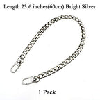 HAHIYO Silver Metal Purse Strap 23.6 inches Modern Style Flat 0.4' Wide Extra Thick 2.4mm Lobster Clasp Shoulder/Cross Body Handbag Clutch Replacement 1 Pack - size: Bright Silver 23.6 Inches