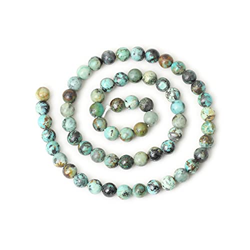 60PCS 6mm Natural African Turquoise Stone Gemstone Round Loose Beads for Jewelry Making DIY Bracelet Necklace Materials 1 Strand 15" - color: African Turquoise Stone, size: 6mm
