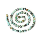 60PCS 6mm Natural African Turquoise Stone Gemstone Round Loose Beads for Jewelry Making DIY Bracelet Necklace Materials 1 Strand 15" - color: African Turquoise Stone, size: 6mm