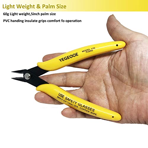 Flush Wire Cutter, 10PACK Precision Diagonal Cutting Pliers Small Wire Cutter Nippers for Electronics Wires Jewelry Screws (5 Inch Size) - style: yellow wire cutters x 10