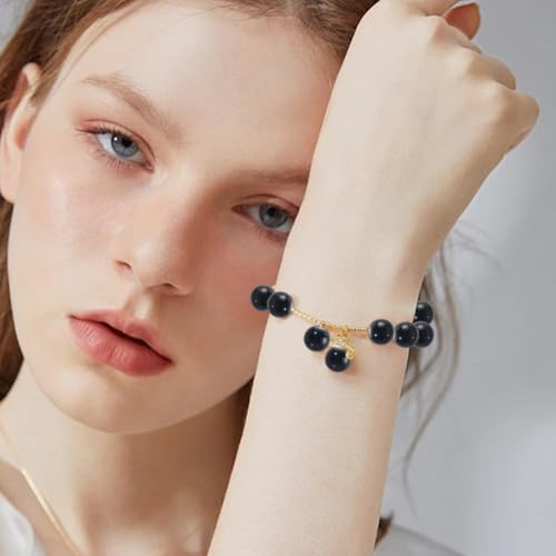 1 Box 8MM 120PCS Black Onyx Beads with Holes Natural Agate Round Gemstone Polished Stone Smooth Loose Spacer Bead Bulk for Jewelry Making Earrings Bracelet Necklace Decor DIY Craft Supply
