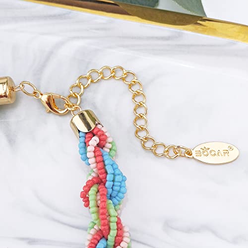 Bocar Fashion Seed Beads Statement Collar Necklace for Women (NK-10408) - color: Balloon Party