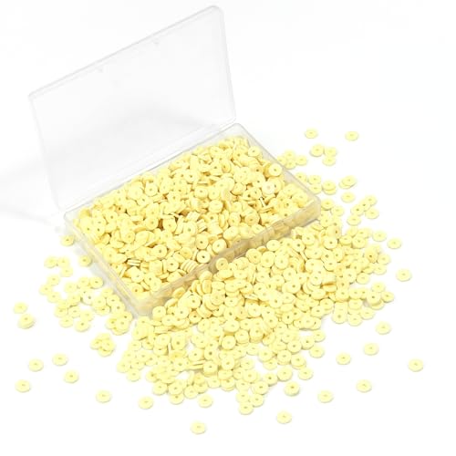 Light Yellow Polymer Clay Beads, 6mm Heishi Bead for Jewelry Bracelets Necklace Making 1000PCS - color: Golden yellow