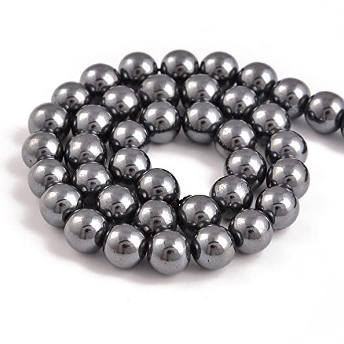36pcs 10mm Natural Black Hematite Gemstone Round Spacer Loose Stone Beads for Jewelry Making 15.5" 1 Strand (Black Hematite, 10mm 36Beads) - color: Black Hematite, size: 10mm 36Beads