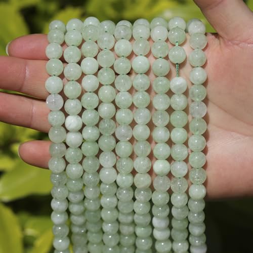 Natural Stone Beads Green Burmese Jade 8mm Polished Round Smooth Gemstone Beads for Jewelry Making Supplies 15 Inch(45Beads) - color: Green Burmese Jade 8mm-45pcs