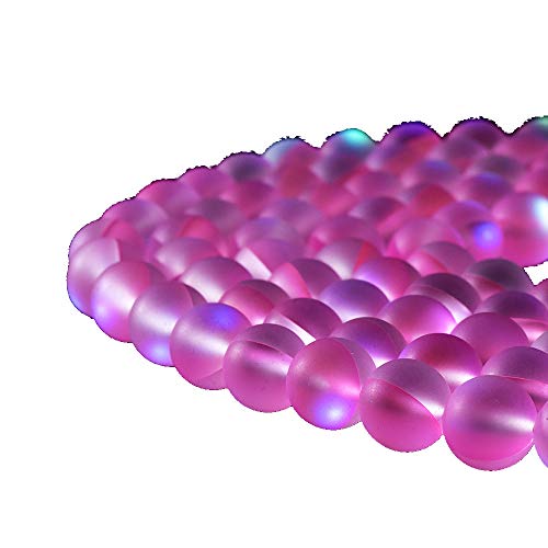 60PCS 6mm Natural Pinkish Mystic Aura Quartz Gemstone Frosted Matte Titanium Round Loose Spacer Beads 15 inch Full Strand Crystal Healing Power Quartz - color: Pink Mystic Aura, size: 6mm