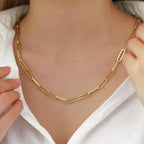 GTVOODX Chunky Paperclip Chain Roll Gold Filled 4 Meters Stainless Steel Handmade Paper Clip Link Chains Spool Bulk for Women Jewelry Making with Lobster Clasps Jump Rings - color: Gold Thick Paperclip Chains