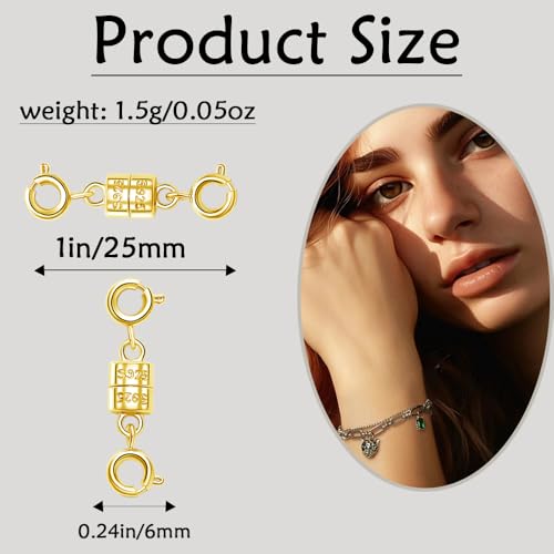 S925 Sterling Silver Magnetic Necklace Clasps and Closures,Magnetic Necklace Clasp for Jewelry Making Supplies (5golden) - color: 5golden