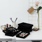 Elsjoy 8 Pack 4 Styles Black Velvet Jewelry Trays, Jewelry Organizer Tray Stackable Jewelry Storage Tray for Drawer, Rings, Earrings, Necklace