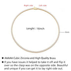 BREN 3mm 3 Prong Tennis Necklaces for Women Men, 18K White/Yellow Gold Plated 16/18 inches Round Cubic Zirconia Dainty Chain Jewelry - color: Gold-3mm, size: 16 inch
