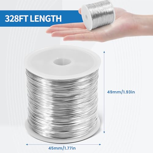 26 Gauge Wire for Jewelry Making - 328ft Tarnish Resistant Copper Wire (0.4mm X 100m), Silvery Finish, for Jewelry Making and Handcrafting