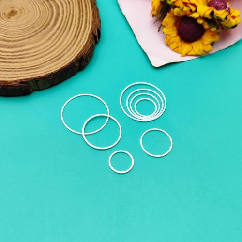 200pcs Earrings Beading Hoop 12/15/20/25mm Earring Finding Beading Hoop Earrings Hypoallergenic Round Earrings Open Bezel Pendant Frame for DIY Jewelry Making(Silver) - color: 200PCS;Silver;4 Sizes