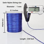 LUSTEMBER 330 Feet Satin Nylon String, 1 mm Silky Smooth Durable Nylon Cord for Jewelry Making, Bracelets, Beading, Necklaces, Macrame, Kumihimo, Rattail, and Chinese Knot Craft - size: Sapphire Blue