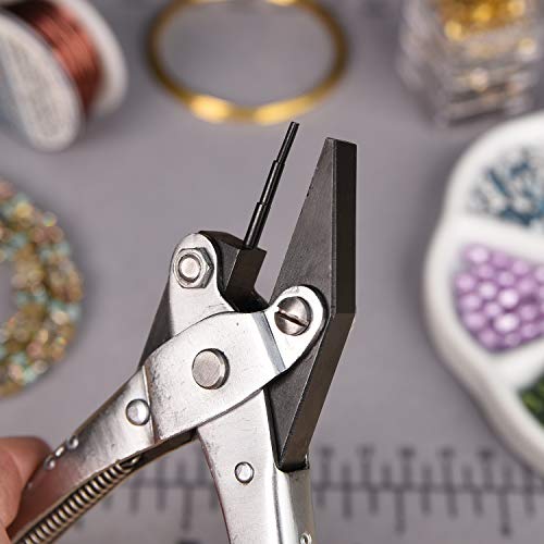The Beadsmith 3-Step Round and Flat Nose Parallel Plier, Loops 1, 1.5, 2mm, 5.5 inches (140mm) Steel tool for jewelry making, with spring - style: 3-Step Round/Flastnose - 140mm