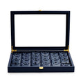 Oirlv Premium Blue Leather Jewelry Tray with 24 Grid Removable Jewelry Cards Jewelry Organizer Box with Transparent Acrylic Lid Necklace Pendant Display Case - color: Blue, size: 24 Gird with Inserts
