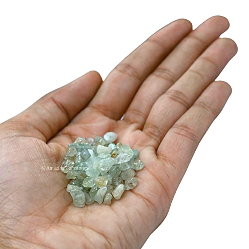 Light Green Aventurine Pre Drilled Natural Crystals Crushed Chips Beads for Jewelry Making, DIY Handmade Healing Crystals (25 Inch Strand) - color: Green Aventurine (light)