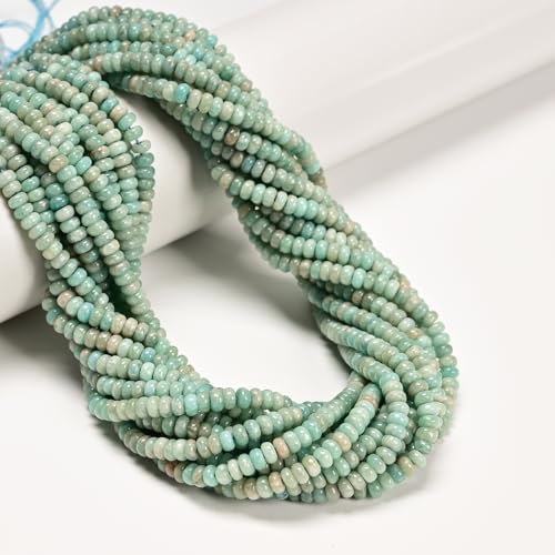 ICAI 2x4mm Natural Rondelle Beads – Loose Gemstone Spacers for DIY Jewelry Making (Amazonite) - color: Amazonite, size: 2x4