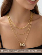 Layered Gold Necklaces for Women, 14K Gold Plated Dainty Cubic Zirconia Rondelle Initial Pendant Necklace, Chunky Stackable Mariner Chain Choker, Trendy Personalized Name Jewelry Gifts for Women - style: Letter J