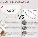 AGOT Beaded Gemstone Necklace for Women: Boho Bead Choker Natural Stone Necklaces - Handmade Jewelry for Summer Beach - color: White