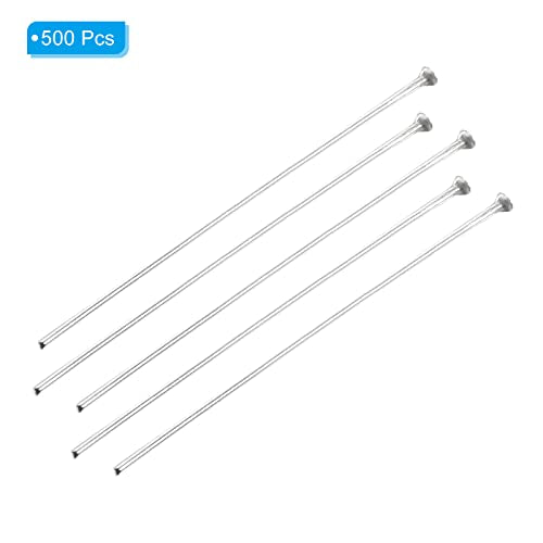 PATIKIL 500Pcs Flat Head Pins for Jewelry Making 45mm Stainless Steel Flat Head Pins Jewelry Head Pins for Craft Earring Bracelet Necklace Pendant Supplies 22 Gauge Silver - size: 45mm