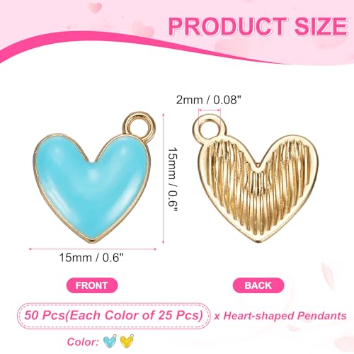 MECCANIXITY Enamel Alloy Heart Charm, Valentine Heart Pendants Love Jewelry Making Charm for DIY Necklace Bracelet Earrings Keychain - color: Blue/Yellow