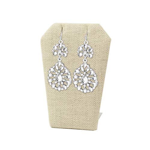 MOOCA 6 Pcs Set Beige Linen Mini Earring Stand Necklace Chain and Pendant Display Stand, Jewelry Display Holder Stand, Jewelry Showcase, 3 1/4 in Height - color: Beige Linen