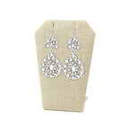 MOOCA 6 Pcs Set Beige Linen Mini Earring Stand Necklace Chain and Pendant Display Stand, Jewelry Display Holder Stand, Jewelry Showcase, 3 1/4 in Height - color: Beige Linen