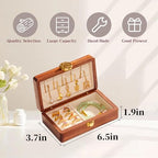 Travel Jewelry Case Small Wood Jewelry Organizer Jewelry Box for Women (Nut-Brown Print B) - color: Nut-Brown Print B