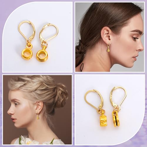12 Pcs Leverback Earring Hooks, Stainless Steel Clasp Hoop, Hypoallergenic Dangles Earring Hooks, French Ear Wire Findings for Women, DIY Crafts, Jewelry Making (Gold) - color: Gold 12pcs