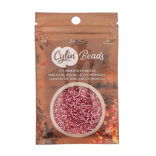 John Bead 25g Cylin Beads Dark Pink Rose Silver Lined 11/0 Glass Cylindrical Seed Beads for Jewelry Bracelets Necklaces Earrings Making Embroidery - color: Dark Pink Rose Silver Lined