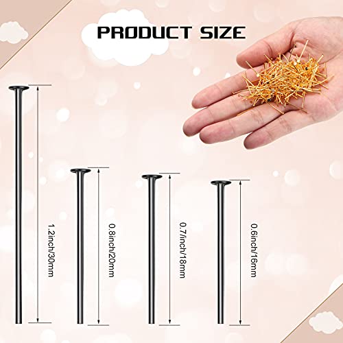 Junkin 2800 Pieces Flat Head Pins for Jewelry Making DIY, Head Pins Set 0.63 Inch, 0.71, 0.79, 1.18 Inch Earring Bracelet Pendant Jewelry Making(Multicolor) - color: Multicolor