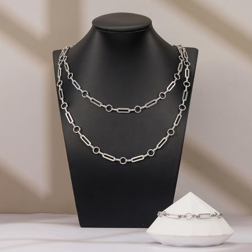 YOUBEIYEE 13 Feet Stainless Steel Chains Bulk on Spool Circle Paperclip Link Chain for Jewelry Making - color: Circle Paperclip Silver
