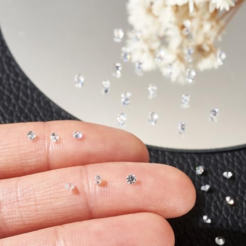 FASHEWELRY 300Pcs 2mm Cubic Zirconia Cabochons Tiny Rhinestone Clear Pointed Back Faceted Crystal Diamante for Nail Art Craft Replacing Jewelry Grade AAA - color: Clear, size: 2mm