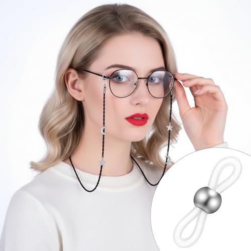 40 Pcs Eyeglass Chain Ends, Adjustable Silicone Anti-Slip Rubber Connectors, Glasses Strap Retainer Holder Loops for Sunglasses Sports Eyeglasses Necklace Chains