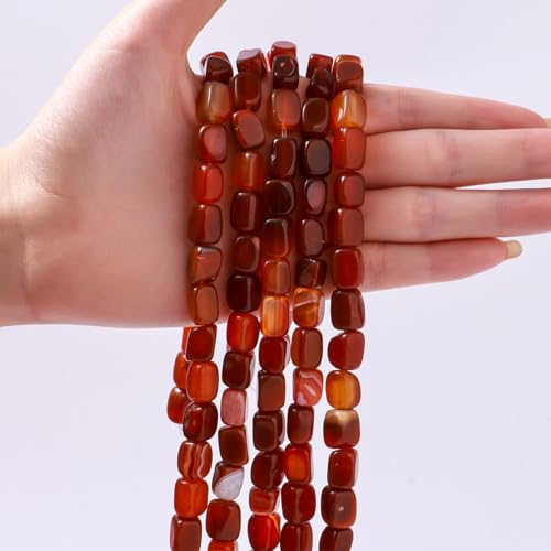 Natural Large Red Agate Cube Stone Beads 8x11mm 38cm/str Loose Semi Gemstone Stone Square Beads for Making Bracelets Necklace - color: Red Agate