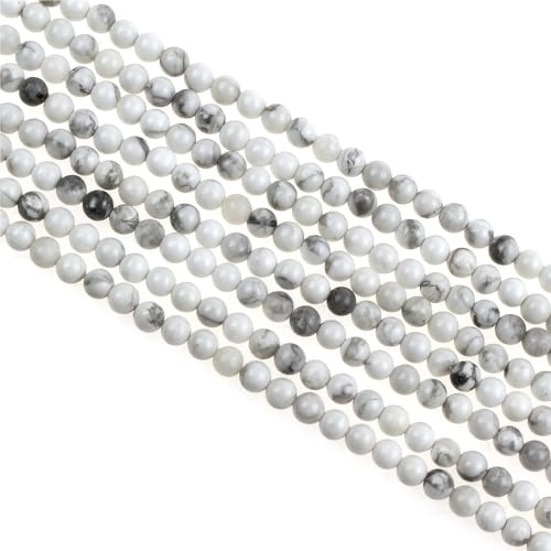 MJDCB 225pcs Natural Small Stone Beads 3mm White Howlite Round Smooth Loose Gemstone Bead for Jewelry Making Bracelets Earrings Necklaces Accessories - color: Howlite