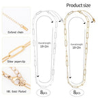 16 Pack 4mm 18K Gold Plated Paperclip Charm Necklace Chains Bulk for Jewelry Making 18Inch 18K Gold Plated and Stainless Steel Necklace Chain with 2 Inch Extension Chain for Women - color: 16 PCS 18K Gold+Silver