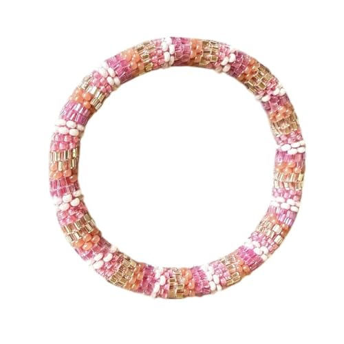 Wigspedia Crochet Glass Seed Bead Nepal Boho Bracelet - Pink - color: Pink Style # 7