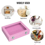 Vicoter Rings Organizer Tray 7 Slots Velvet Jewelry Earring Storage Box with Transparent lid Jewelry Display Case for Girls Wife Mom Women (Pink) - color: Pink
