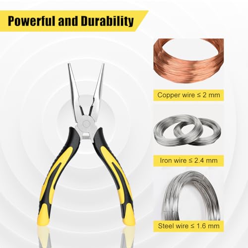 Premium Long Needle Nose Pliers-6’’, Paper Clamp Precision, High Carbon Steel, Soft Grip with Wire Cutter, Long Nose Cutting Pliers for Home, Fishing, Jewelry, Crafts,2pcs - style: Two-6in