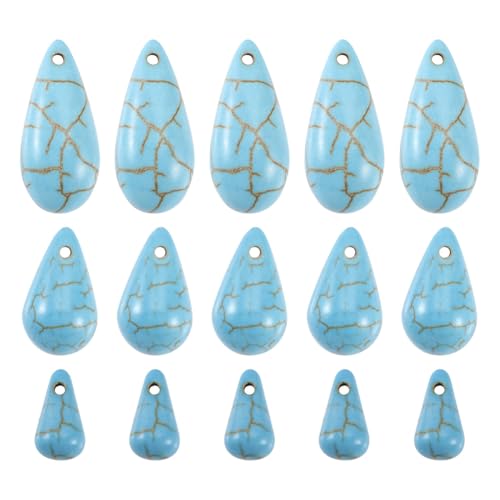 105Pcs Synthetic Turquoise Teardrop Beads Top Drilled Water Drop Stone Beads Dyed Drop Gemstone Spacer Beads for DIY Necklace Bracelet Earring Jewelry Making - color: Dark Turquoise # Teardrop