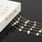 KYUNHOO 16.4 Feet White Handmade Raw Stone Chain Links on Roll Gold Plated Chains for Jewelry Making Brass Crafts with Jump Rings Lobster Clasps for DIY Jewelry - color: Natural Stone-White