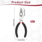 Dimeho 8 PCS Needle Nose Pliers, 5 Inch Long Nose Pliers Set Carbon Steel Serrated Jaw Plier for Wire Bending Cutting Jewelry Making Electronics Repair Object Grasping