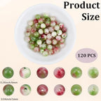 1 Box 120pcs 6mm Watermelon Red Stone Beads Round Tourmaline Energy Jade Polish Crystal Smooth Gemstone Loose Spacer Bead Charm Bulk for Jewelry Making Bracelet Necklace DIY Craft Supply - size: 6mm 120pcs