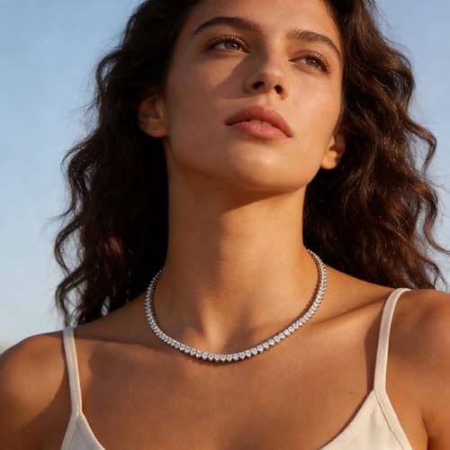 BREN 3mm 3 Prong Tennis Necklaces for Women Men, 18K White/Yellow Gold Plated 16/18 inches Round Cubic Zirconia Dainty Chain Jewelry - color: White Gold-3mm, size: 18 inch