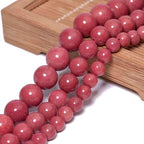 Stone Beads, 45pcs Rhodochrosite, 8mm Round Loose Beads for Jewelry Making, Bracelets, with Bag, String & Card - color: Rhodochrosite, size: 8mm