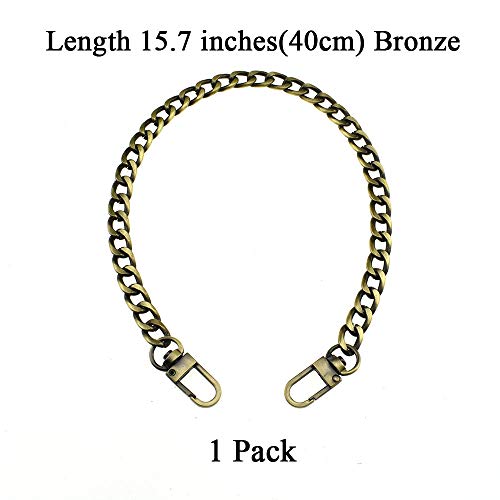 HAHIYO Purse Chain Strap 15.7 inches Bronze Shoulder Cross Body Sling Purse Handbag Clutch Replacement Comfortable Flat 0.4' Wide Enough 2.4mm Extra Thick Metal 1 Pack - size: Bronze 15.7 Inches